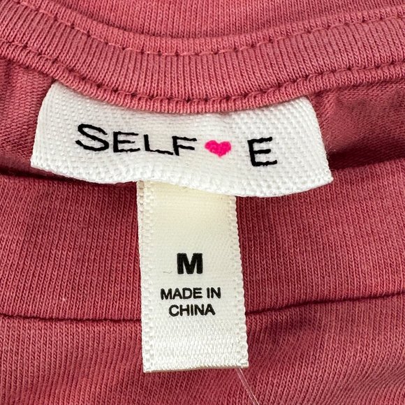 Selfie Women's Sz Medium Long Sleeve Tee Shirt Gather And Tied On Front Pink New - Picture 4 of 16